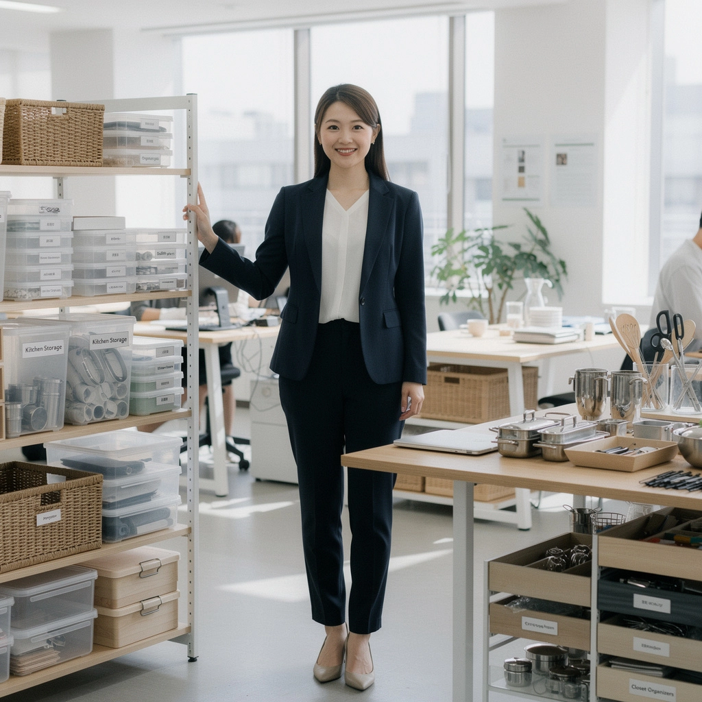 シンプルな収納ボックスが並ぶクローゼットの内部